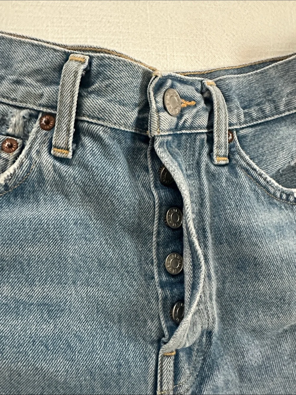 Agolde Parker Long High-Rise Light Blue Distressed Denim Shorts Swapmeet 25